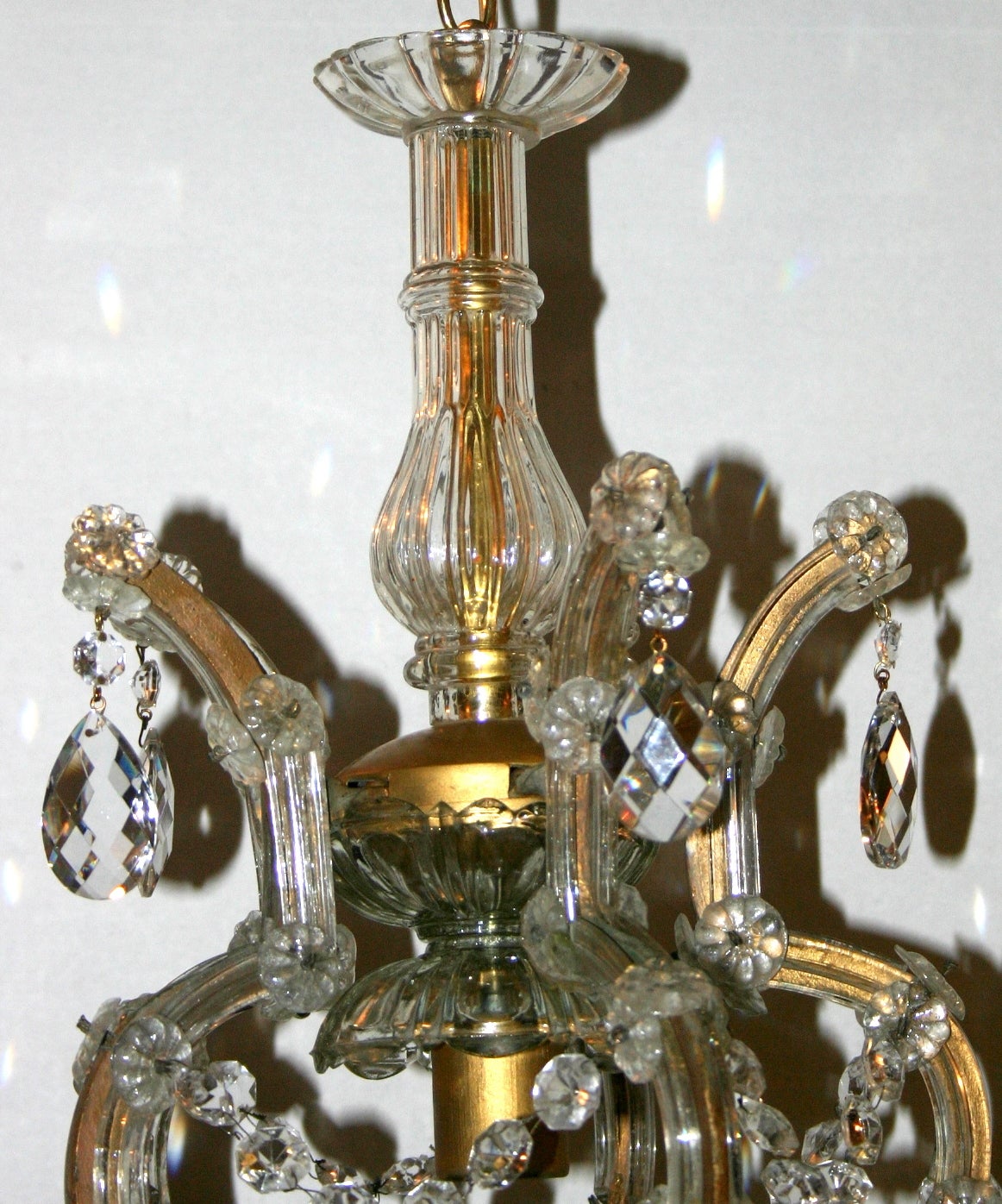 French Set of Chandeliers with Crystal Drops, Sold Individually For Sale