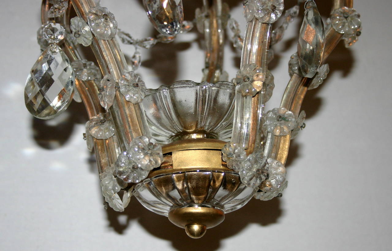 Gilt Set of Chandeliers with Crystal Drops, Sold Individually For Sale