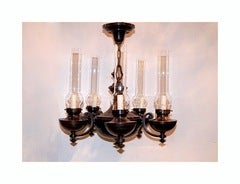 Bronze Chandelier with Glass Hurricanes