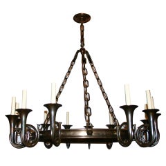 Large Bronze "Trumpet" Chandelier