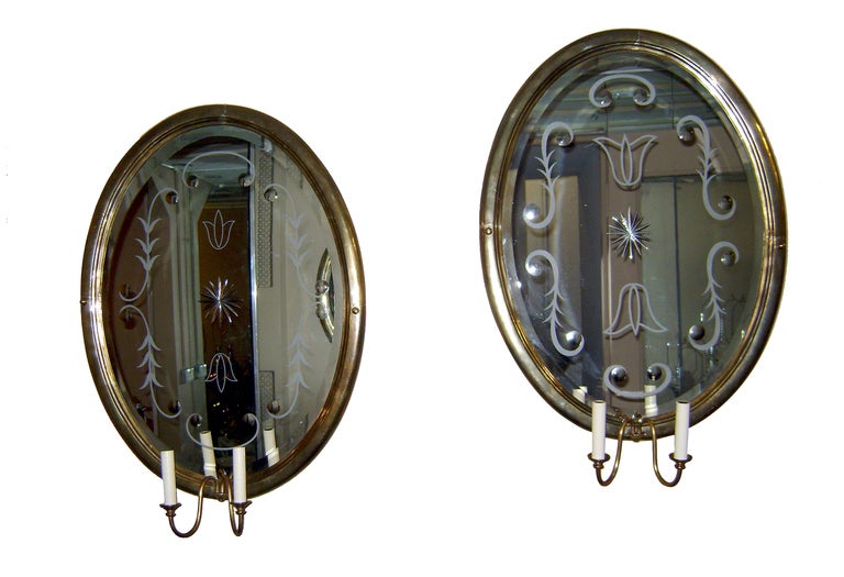 Large Mirrored Back Sconces