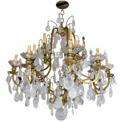 Large Neoclassic Gilt Bronze and Rock Crystal Chandelier