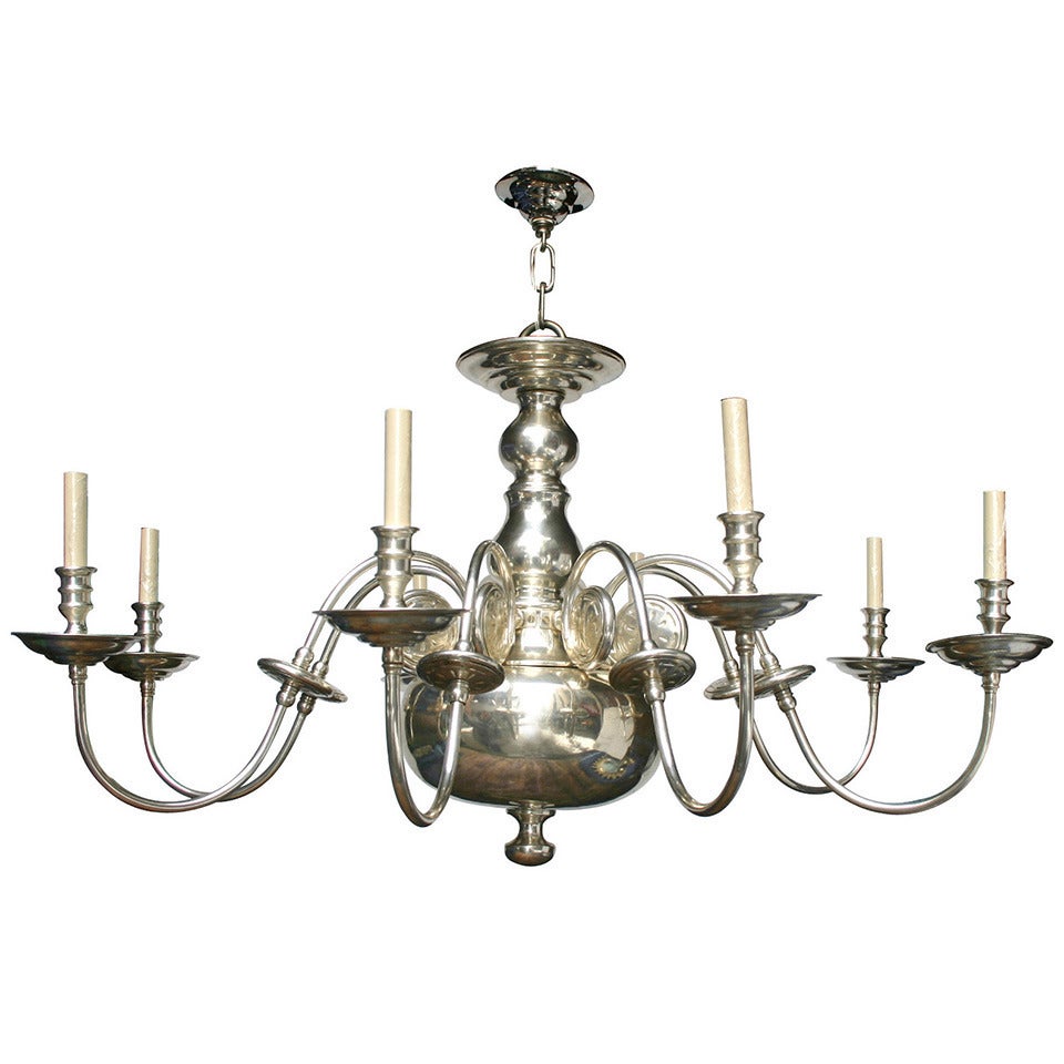 Large Silver Plated Dutch Chandelier