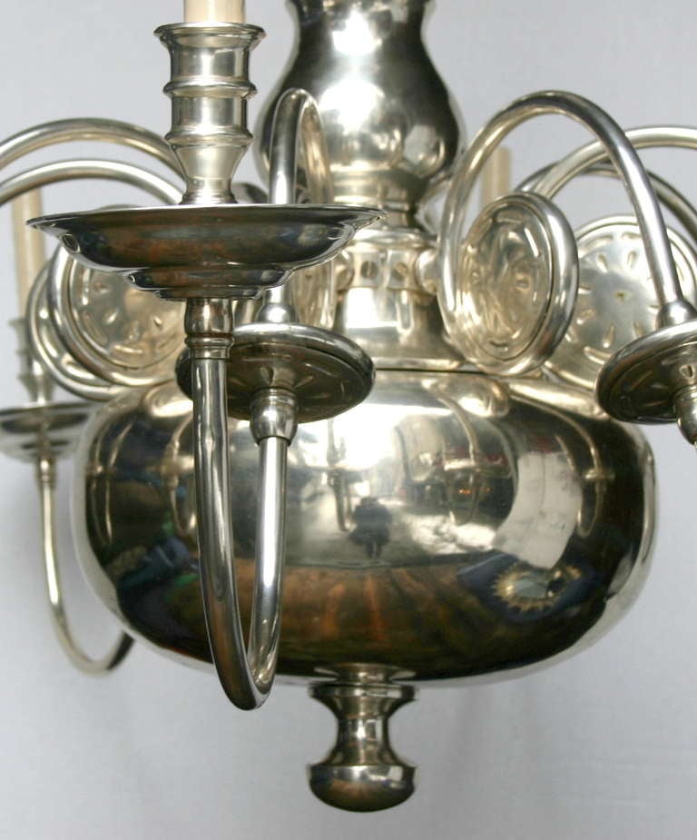 Mid-20th Century Large Silver Plated Dutch Chandelier