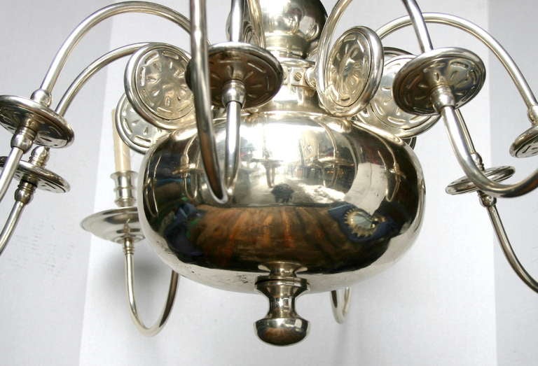 Large Silver Plated Dutch Chandelier 1
