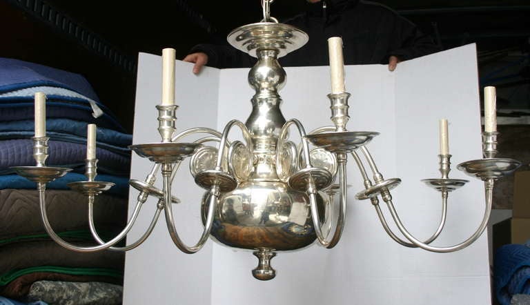 Large Silver Plated Dutch Chandelier 2