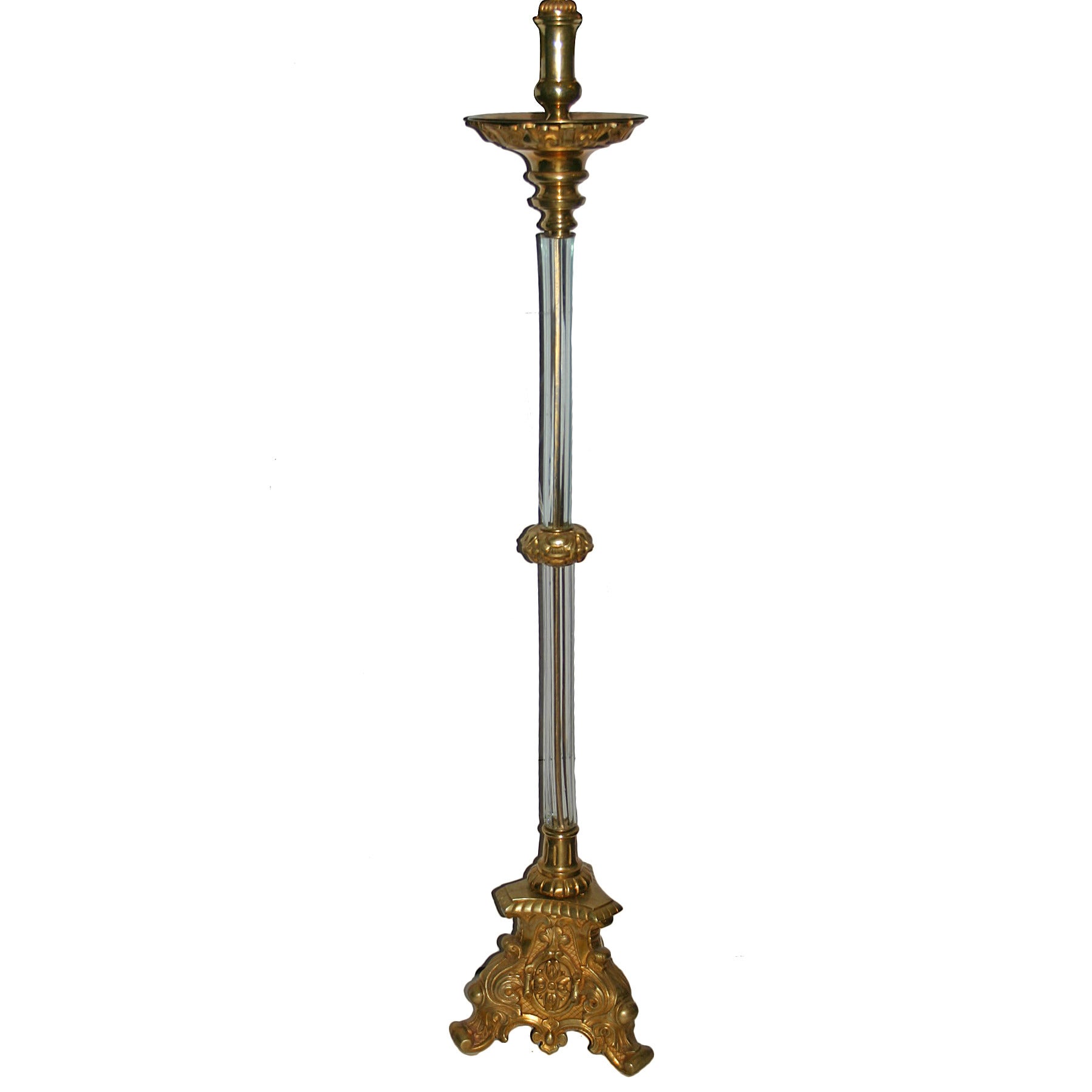 Bronze and Crystal Floor Lamp For Sale