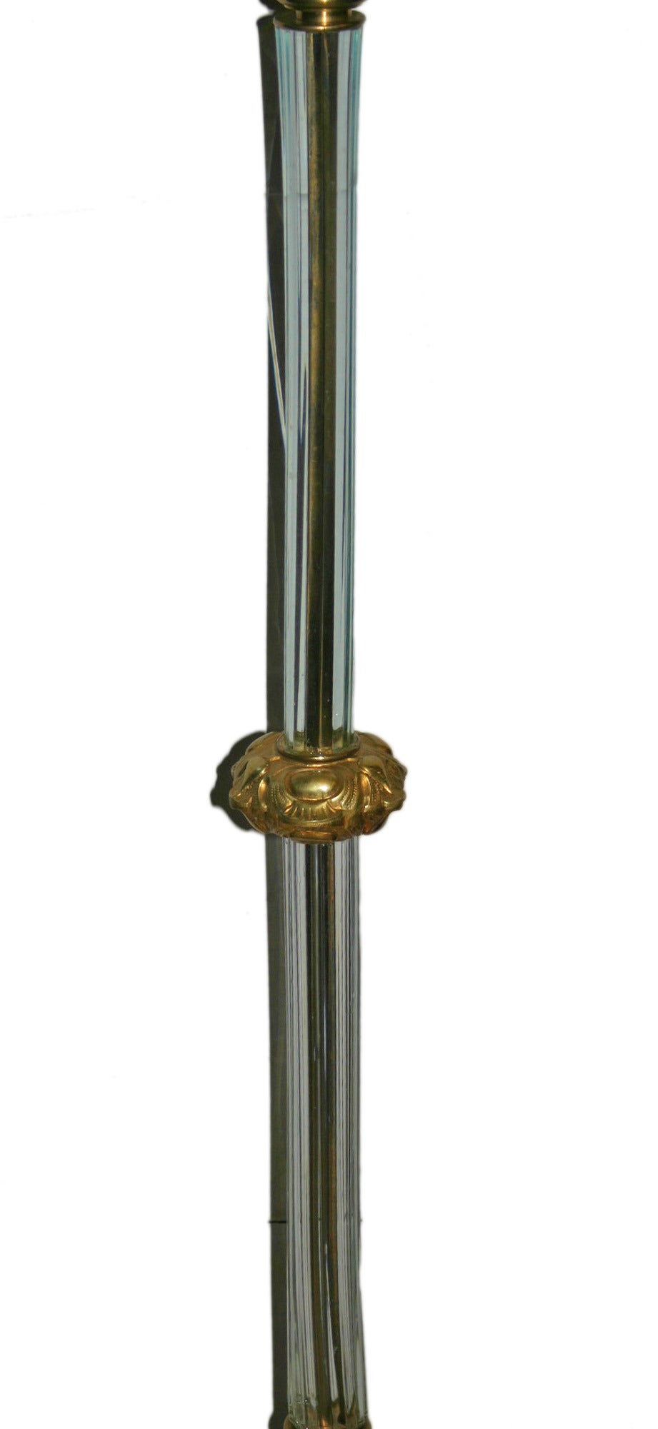 French Bronze and Crystal Floor Lamp For Sale