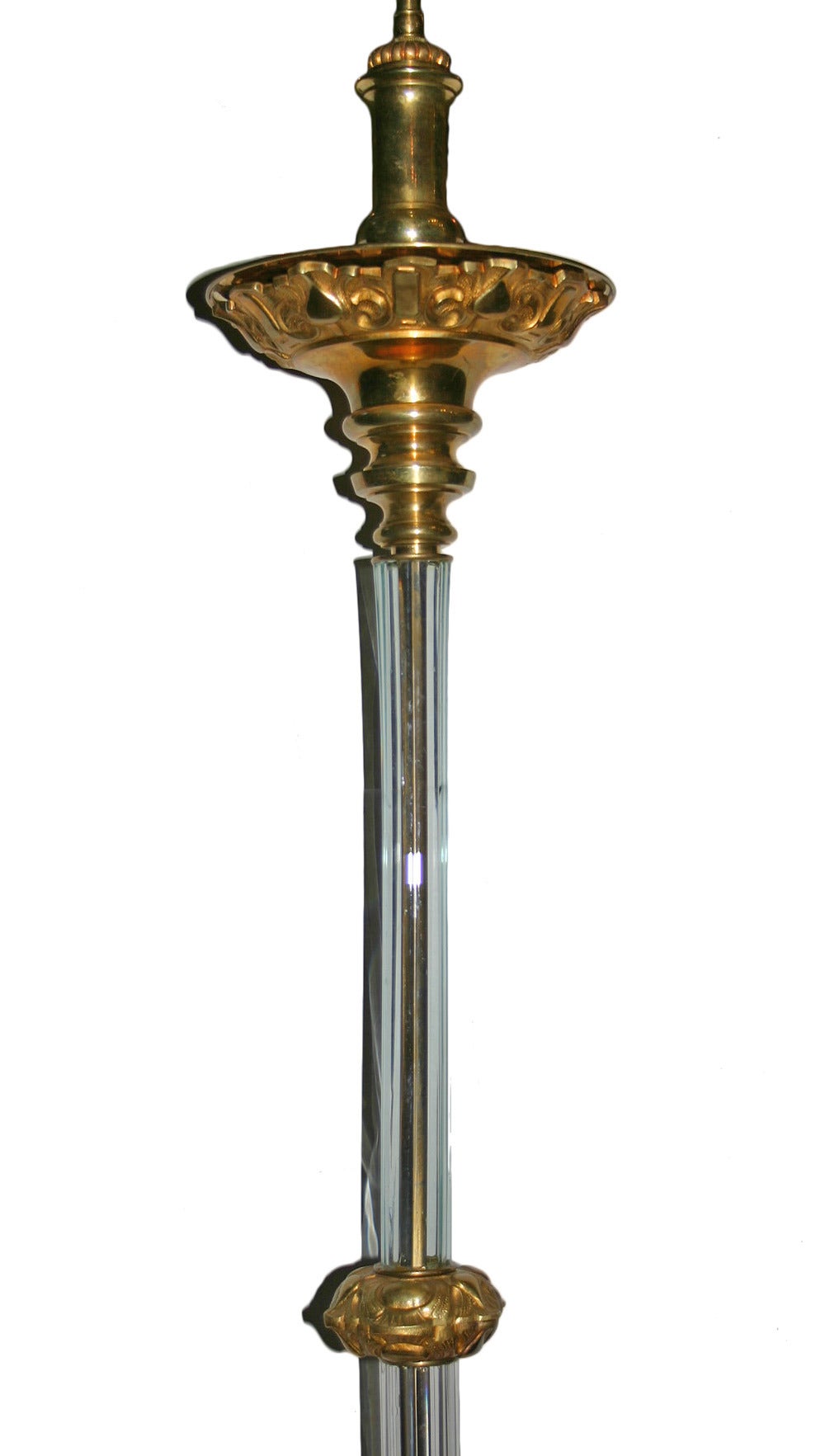 Gilt Bronze and Crystal Floor Lamp For Sale