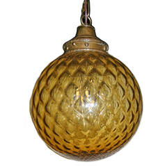 Italian Amber Glass Globe Light Fixture