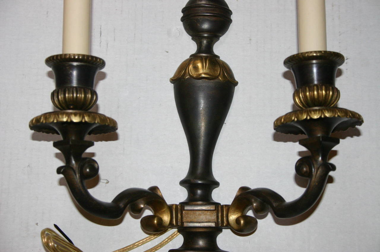 Bronze Pair of Neoclassic Sconces For Sale