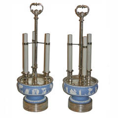 Antique Pair of Wedgwood Lamps