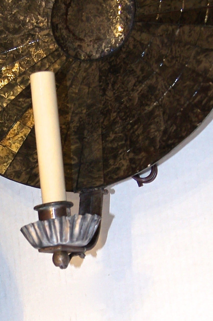 Pair of Large Concave Mirrored Sconces