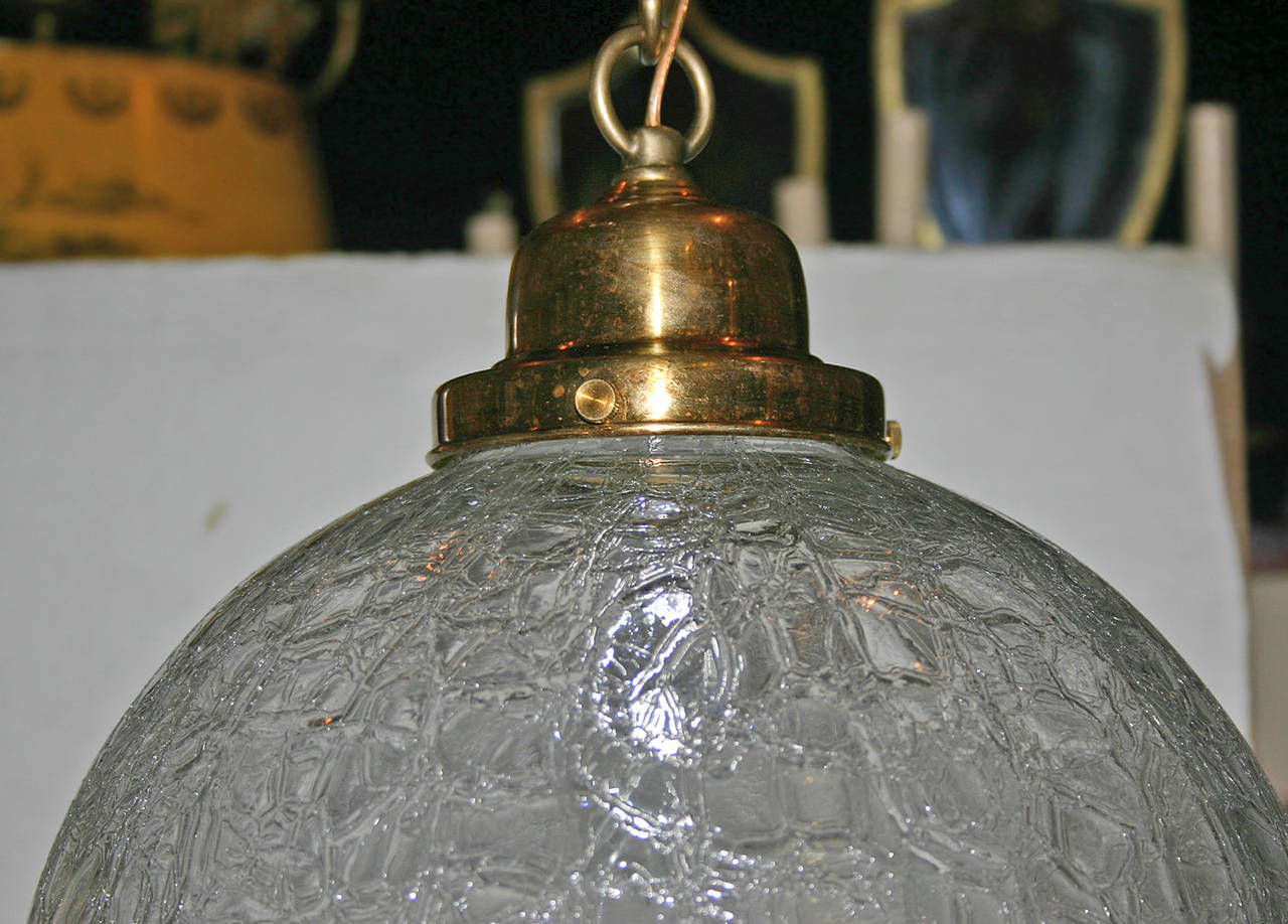 Italian Moderne Crackled Glass Globe Light Fixture