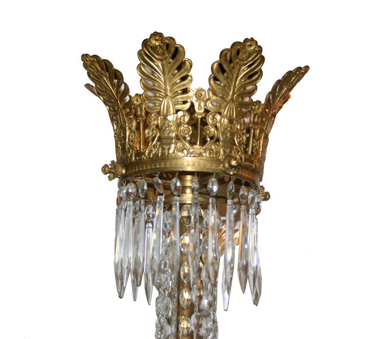 19th Century Empire Style Bronze and Crystal Chandelier