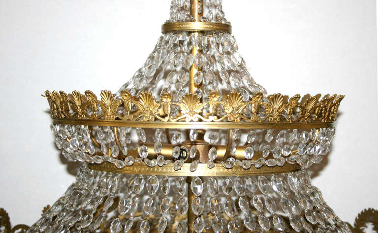 Empire Style Bronze and Crystal Chandelier 1