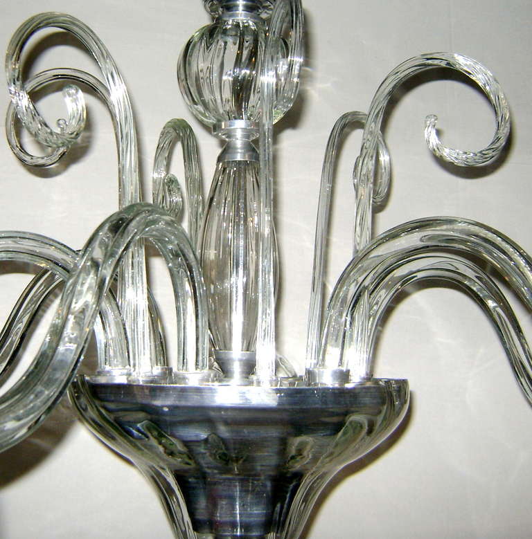 Clear Murano Glass Venetian Chandelier In Good Condition For Sale In New York, NY