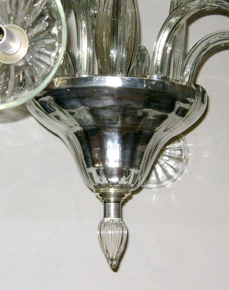 Mid-20th Century Clear Murano Glass Venetian Chandelier For Sale