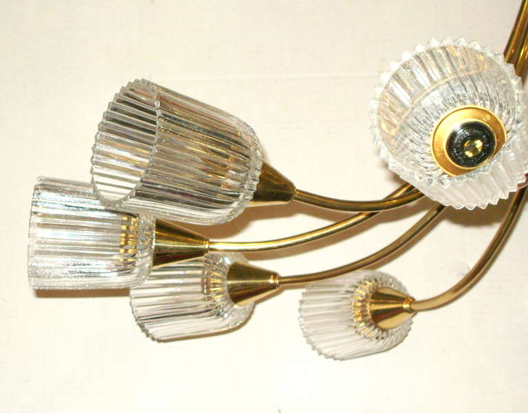 Molded Moderne Swedish Gilt Bronze Light Fixture