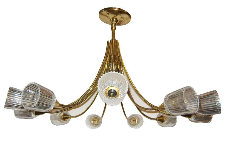 Mid-20th Century Moderne Swedish Gilt Bronze Light Fixture