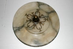 Alabaster Light Fixture with Bronze Detailing