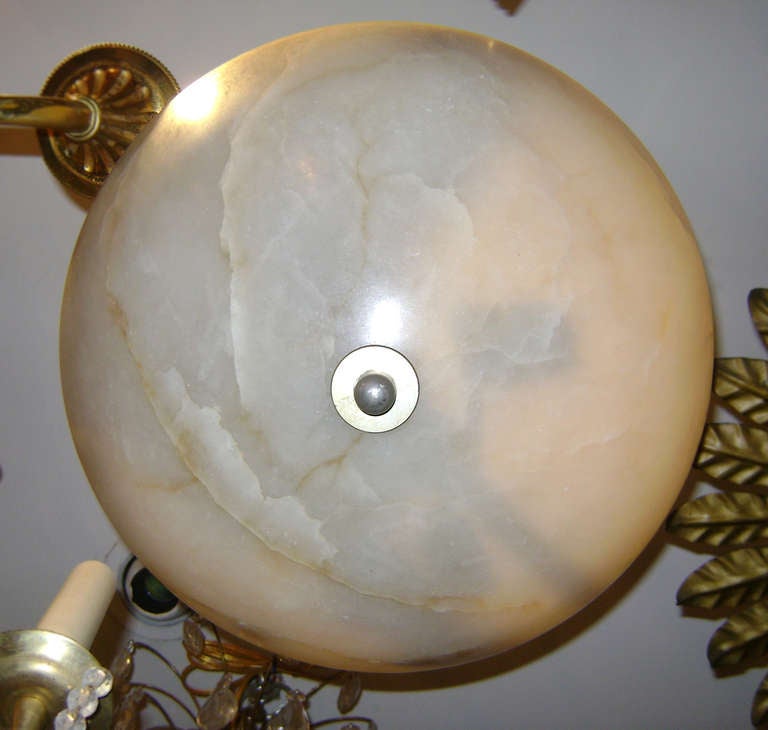 Alabaster Light Fixture In Good Condition For Sale In New York, NY