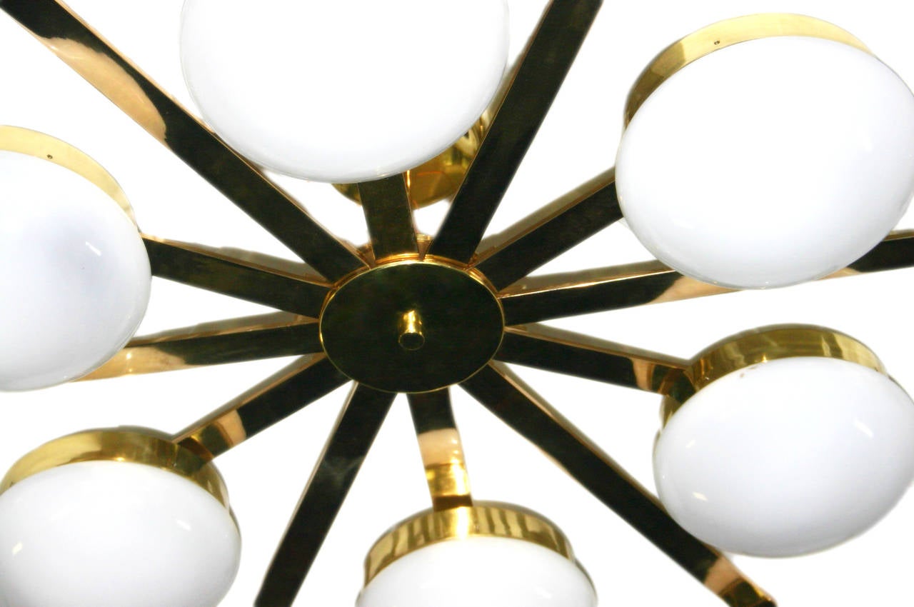 Italian Large Moderne Semi Flush Light Fixture For Sale