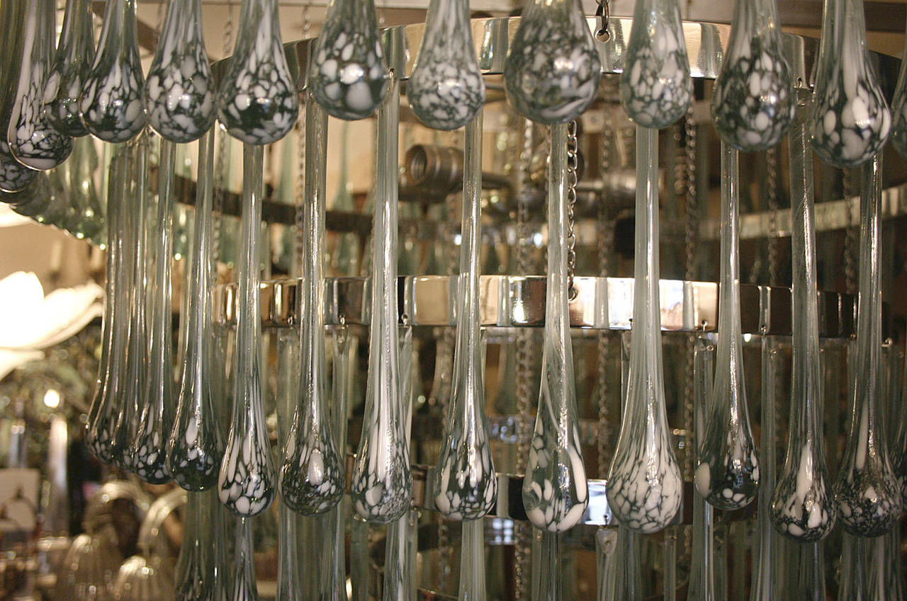 Mid-20th Century Italian Glass Drops Light Fixture For Sale