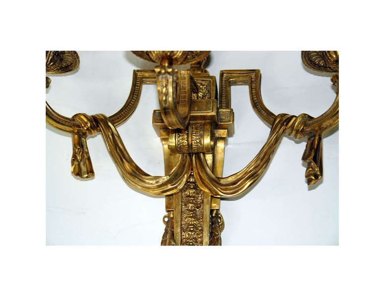 20th Century Set of Four Large Bronze Sconces For Sale