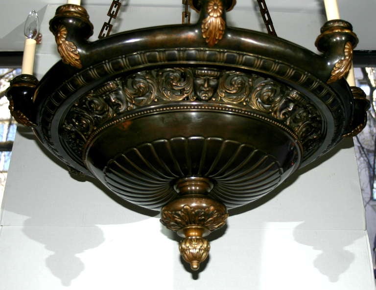 Bronze Neoclassic Style Chandelier For Sale 3