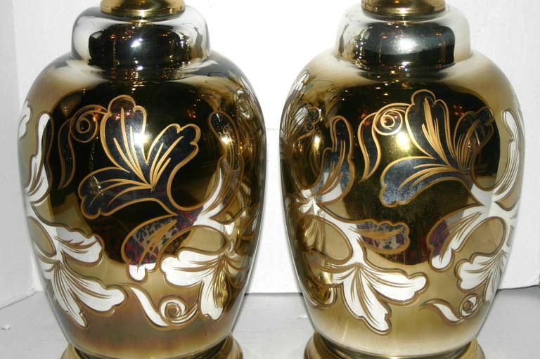 Mid-20th Century Pair of Painted Mercury Table Lamps