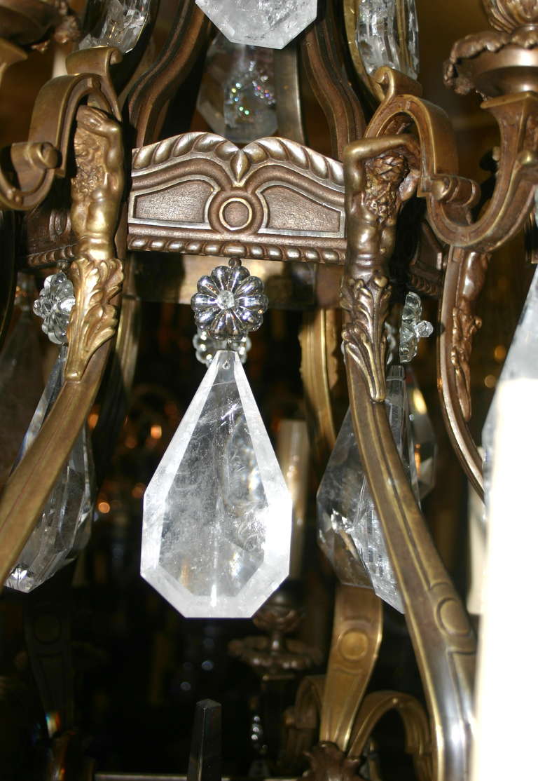 French Bronze and Rock Crystal Chandelier 2