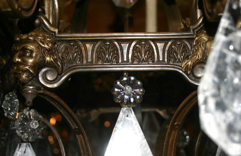 Lustre français en bronze et cristal de roche 2