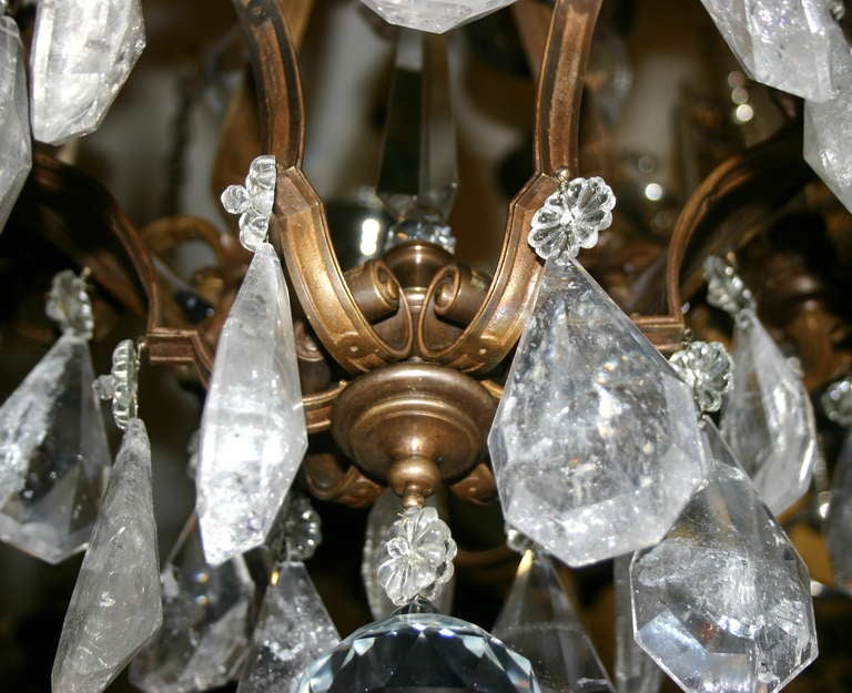 French Bronze and Rock Crystal Chandelier 5