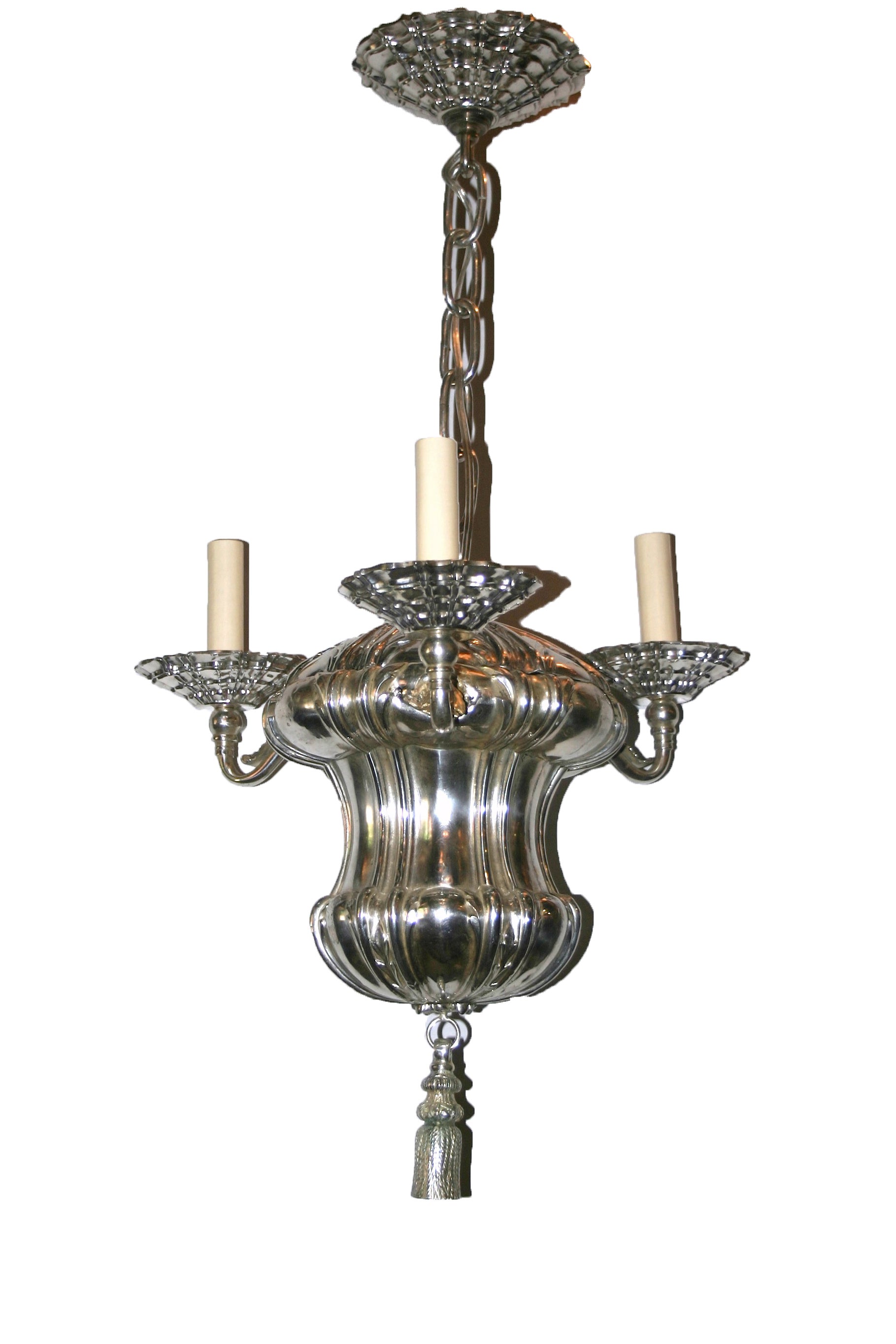 Set di lampadari neoclassici placcati in argento, venduti singolarmente