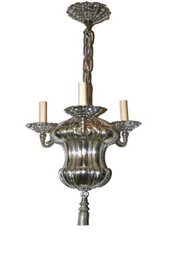 Antique Set of Neoclassic Silver Plated Chandeliers, Sold Individually