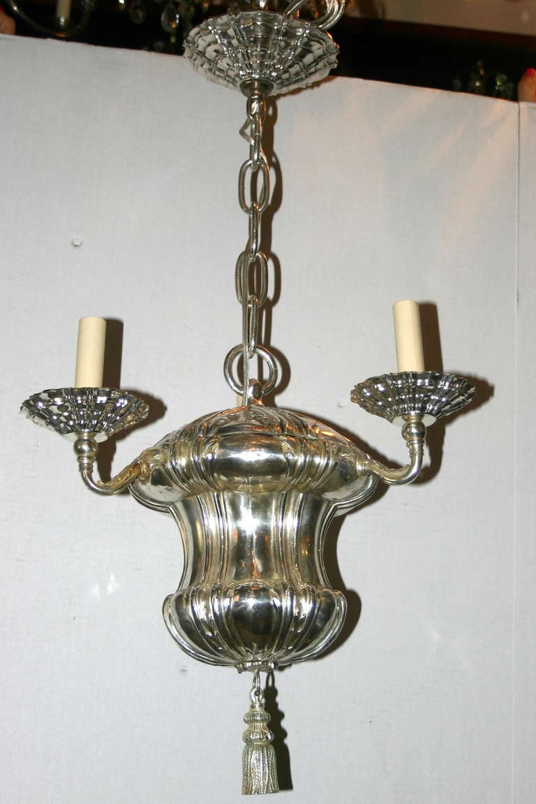 American Set of Neoclassic Silver Plated Chandeliers, Sold Individually For Sale