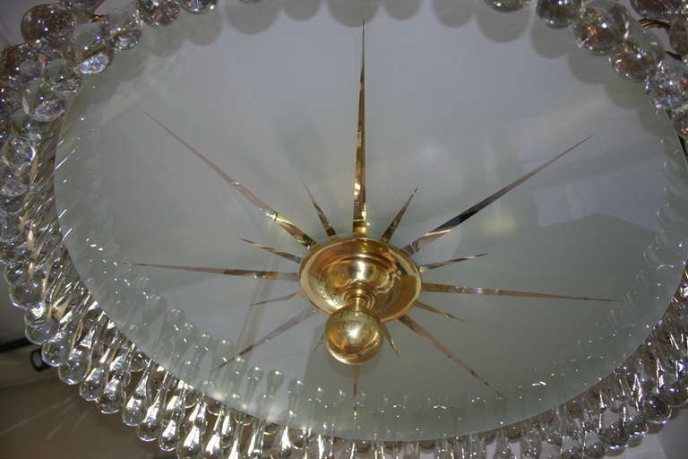 Metal Pair of Large Moderne Light Fixtures, Sold Individually For Sale