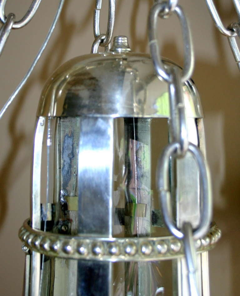20th Century Pair of Silver Plated Lanterns For Sale