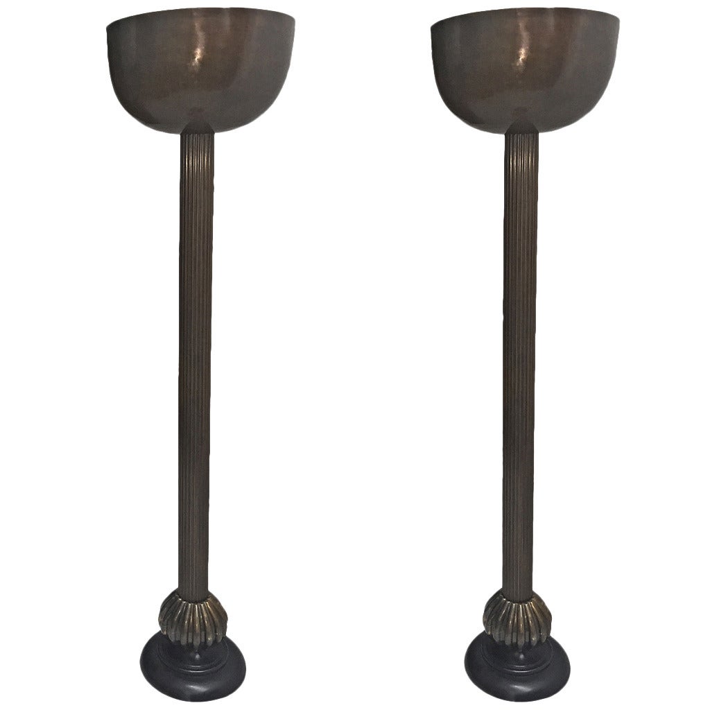 Pair of Bronze Floor Lamps For Sale