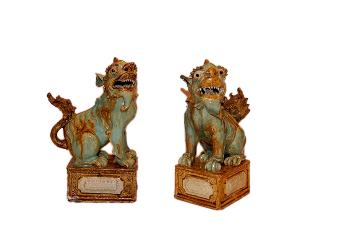 Pair of Porcelain Foo Dogs