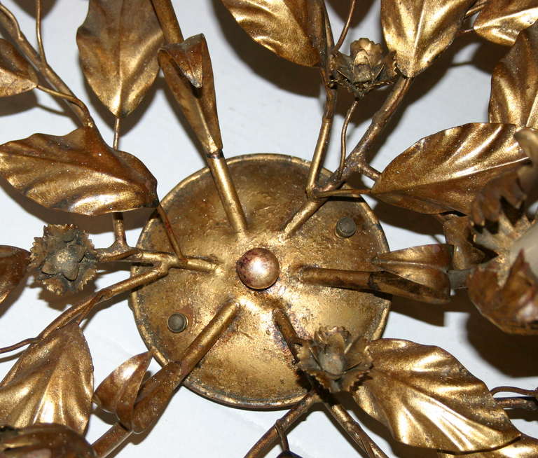 Gilt Metal Foliage Motif Light Fixture 1