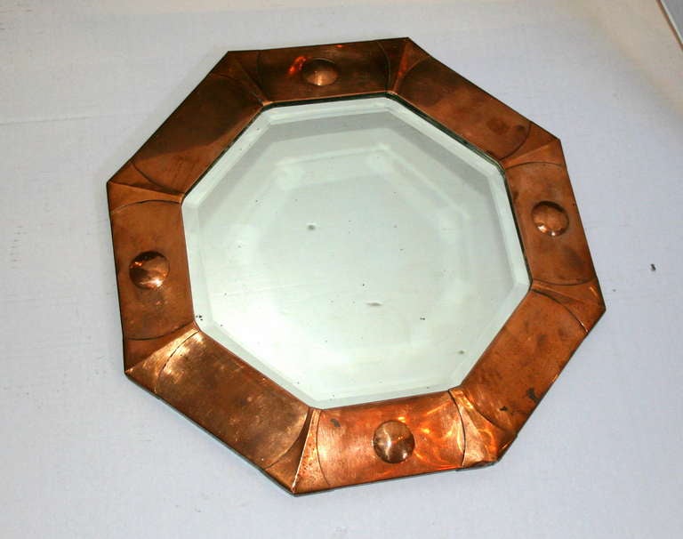Octagonal Art Deco Copper Mirror For Sale at 1stdibs