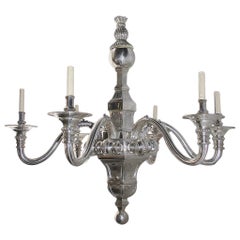 Vintage Large Neoclassic Silver Plated English Chandelier
