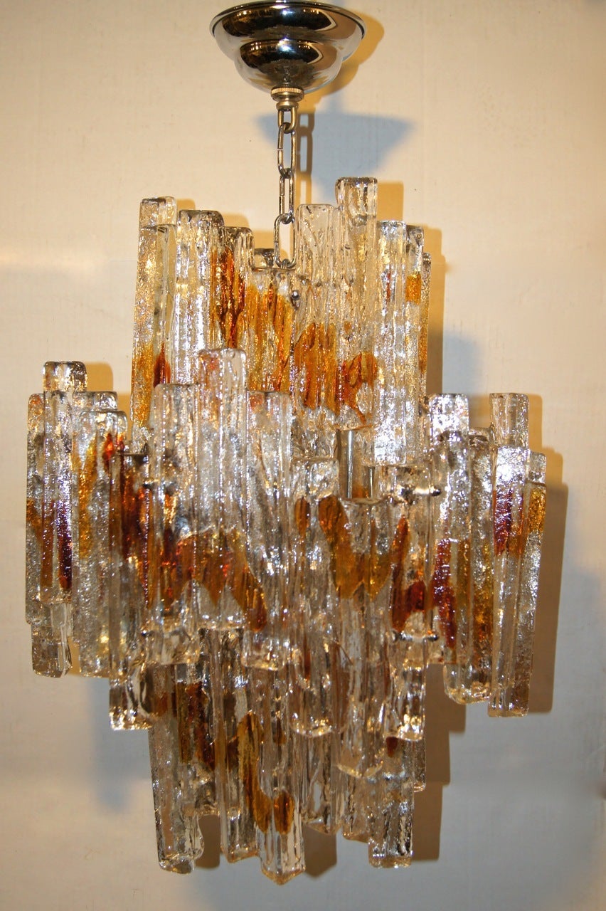 Mid-20th Century Mid Century Molded Glass Chandelier