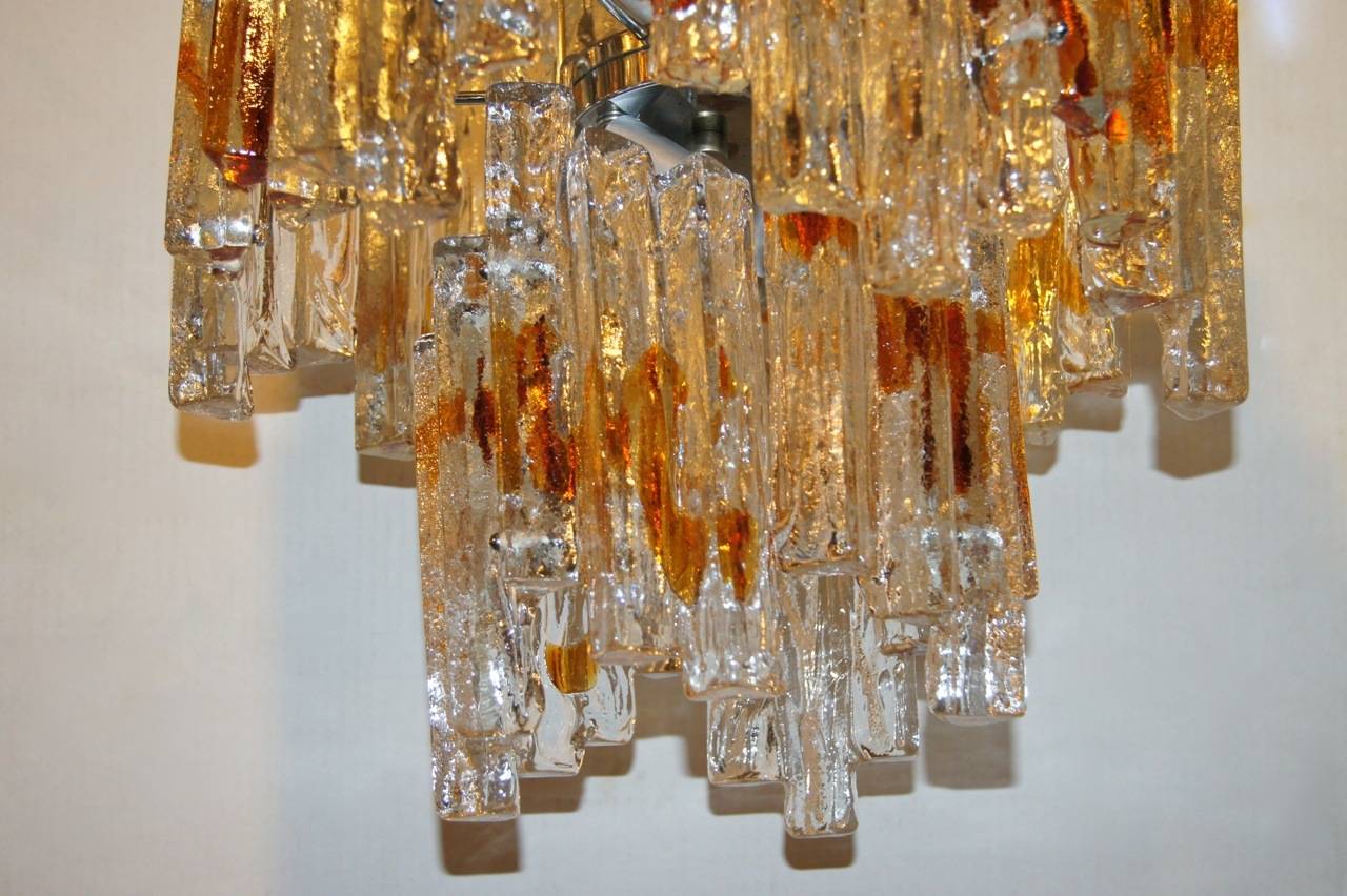 A circa 1960s molded Italian art glass chandelier by Mazzega.