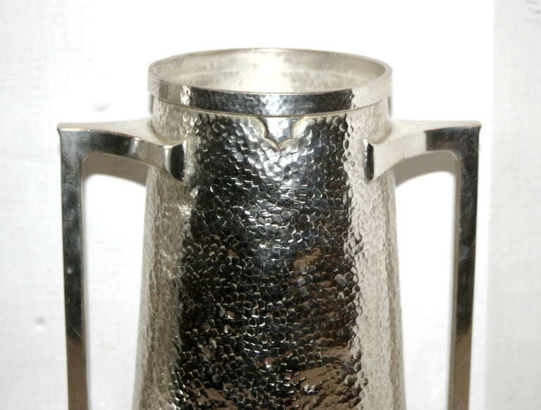 Silvered Pair of Silver Plated Vases For Sale