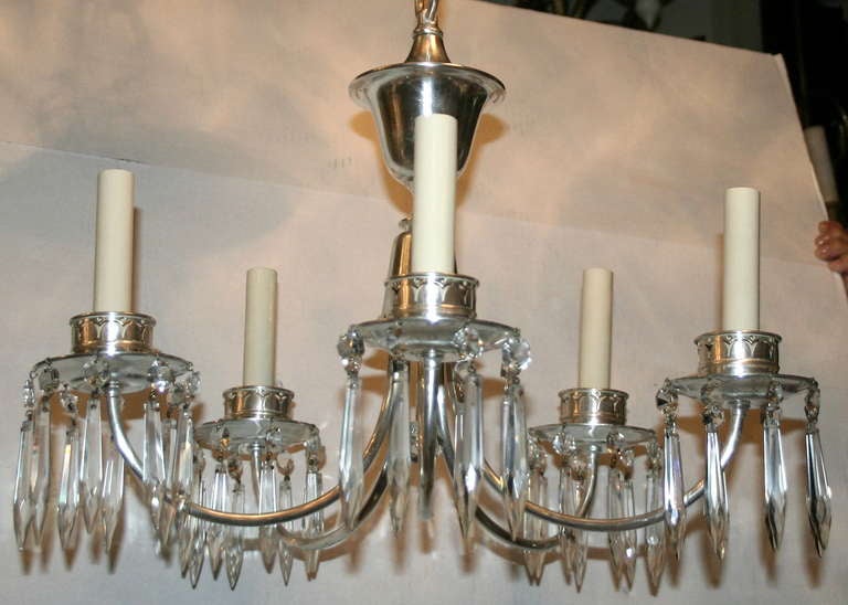 Neoclassic Silver Plated Chandelier In Excellent Condition In New York, NY