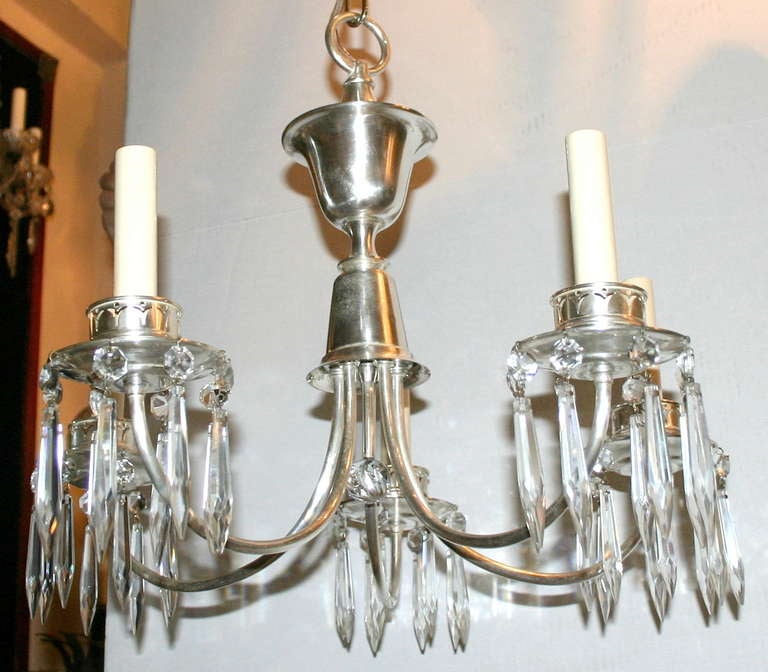 20th Century Neoclassic Silver Plated Chandelier