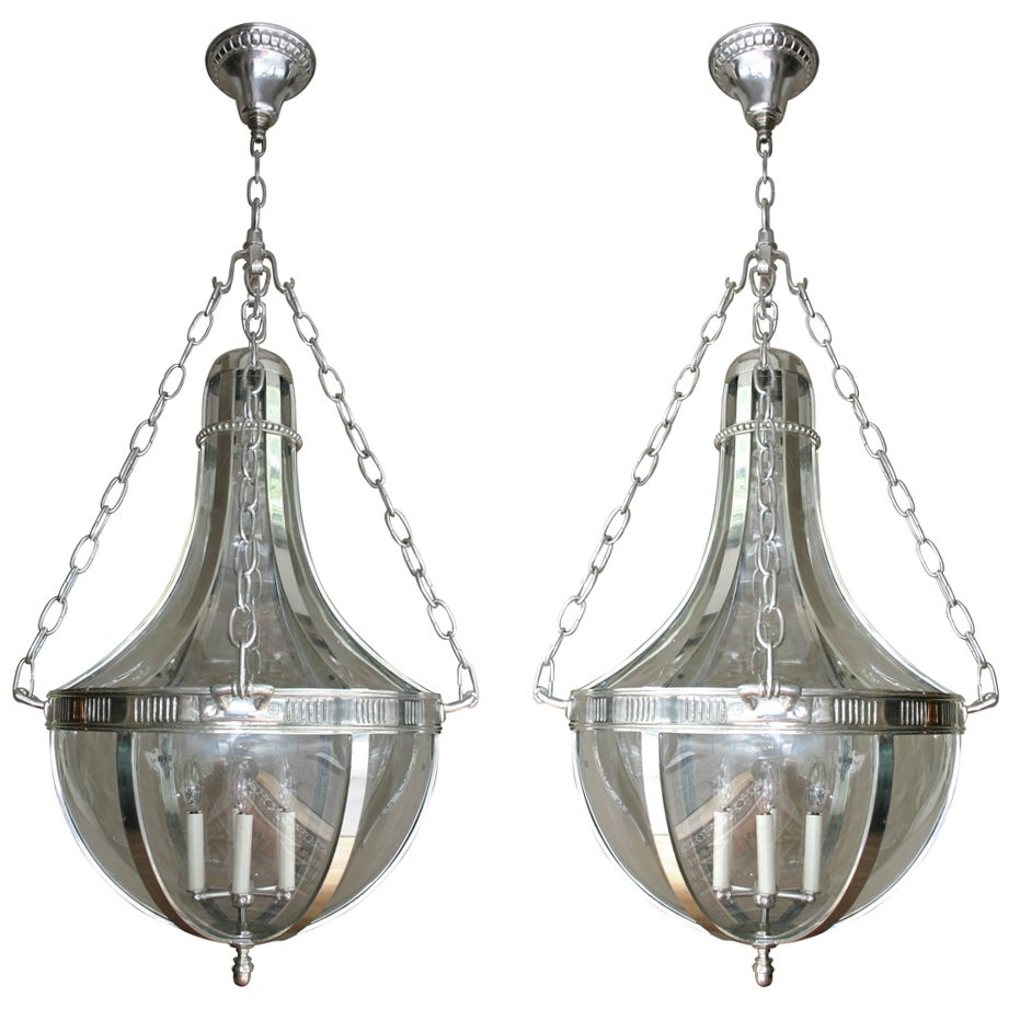Pair of Silver Plated Lanterns For Sale